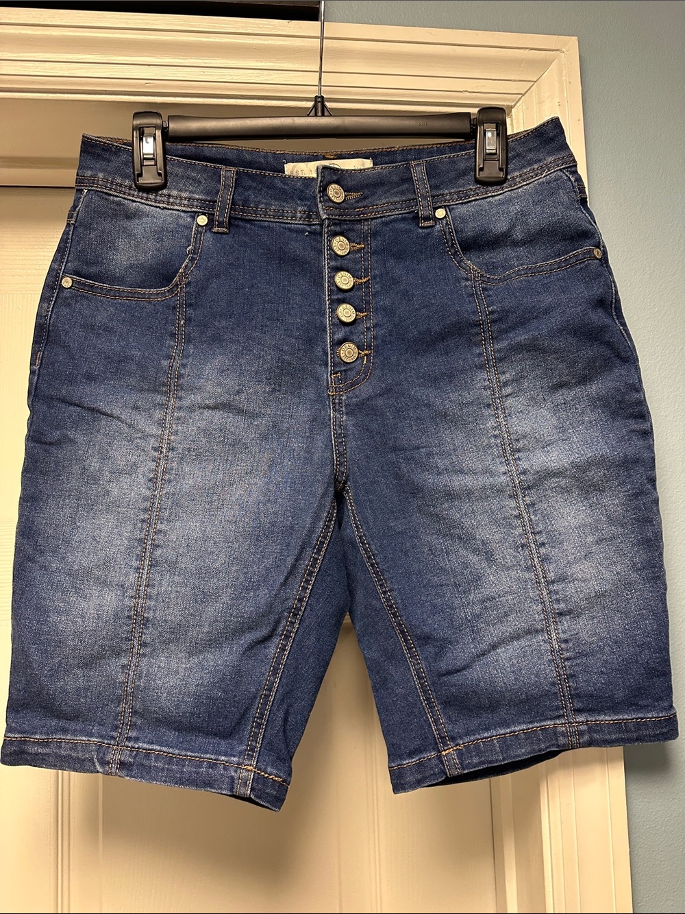 Classic Dark Blue Denim Bermuda Shorts